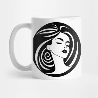 woman hair salon logo design t-shirt Mug